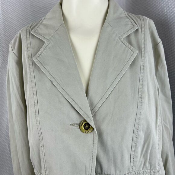 Michael Kors Womens One Button Blazer Suit Jacket Tan 100% Cotton Size 14 - Picture 7 of 12